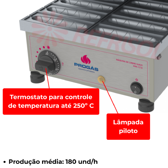 Máquina de Crepe Suiço Crepeira 12 Cavidades PRK-12 E 220v Progás