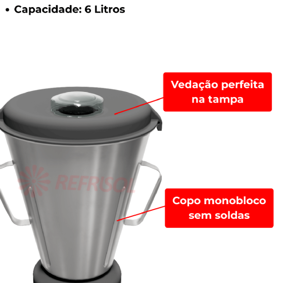 Liquidificador Comercial 06 Litros LC 06 Baixa Rotação 110v Skymsen