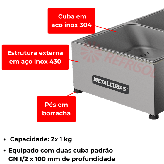 Conservador de Frituras Duas Cubas MCF 02 CP 110v Metalcubas