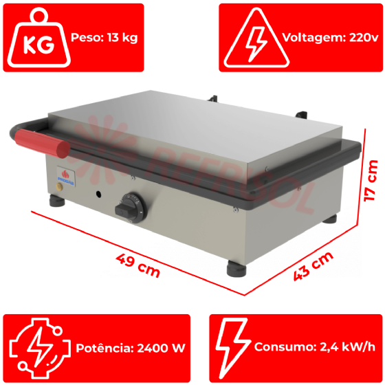 Grill Sanduicheira Elétrica PR-500 E 220v Progás