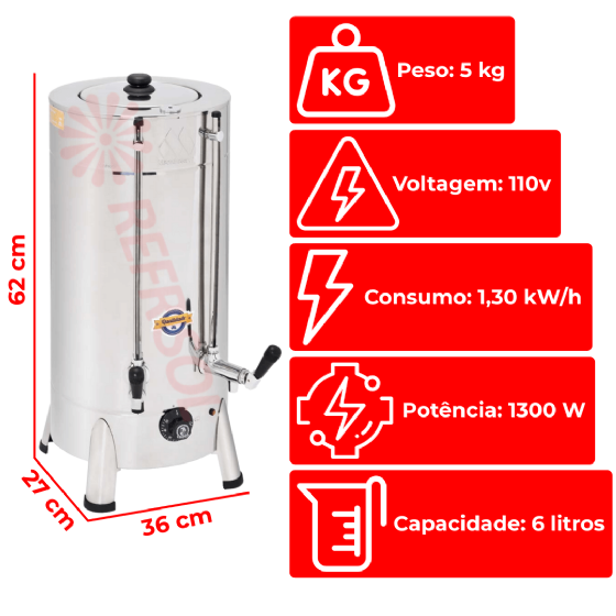 Cafeteira Elétrica Tradicional 6 Litros 110v Marchesoni