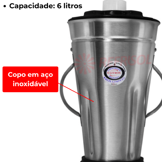 Liquidificador Industrial 6 Litros Baixa Rotação SPL-050W Bivolt Spolu