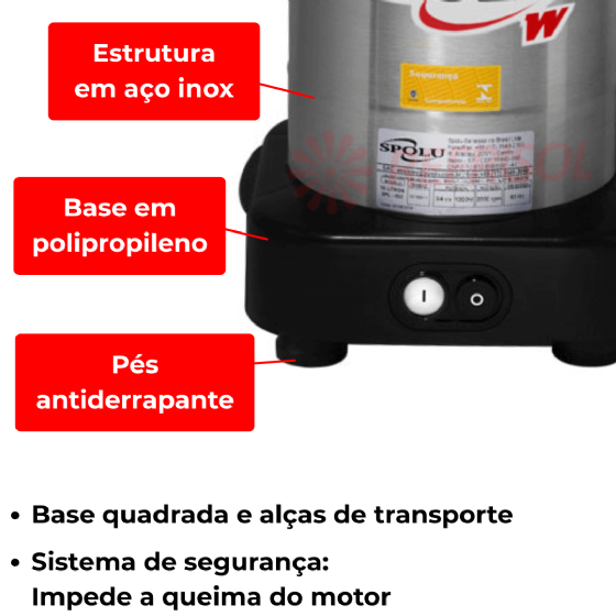 Liquidificador Industrial 6 Litros Baixa Rotação SPL-050W Bivolt Spolu
