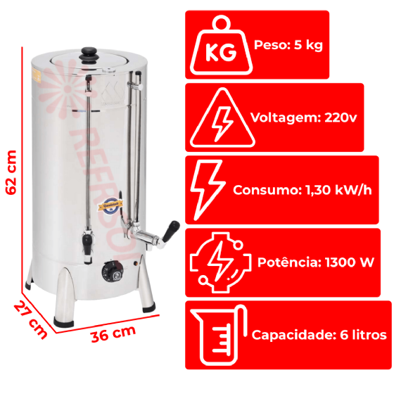 Cafeteira Elétrica Tradicional 6 Litros 220v Marchesoni