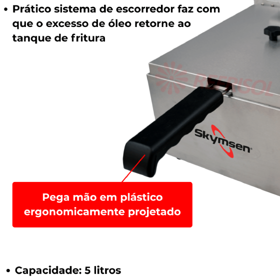 Fritadeira Elétrica 1 Cuba Óleo 05 Litros FE 10 Inox 110v Skymsen