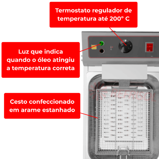Fritadeira Elétrica 1 Cuba Óleo 05 Litros FE 10 Inox 110v Skymsen