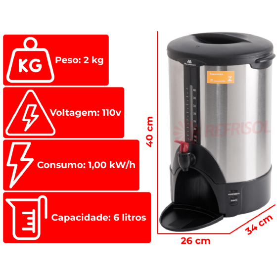 Cafeteira Elétrica Automática 6 litros 110v Marchesoni