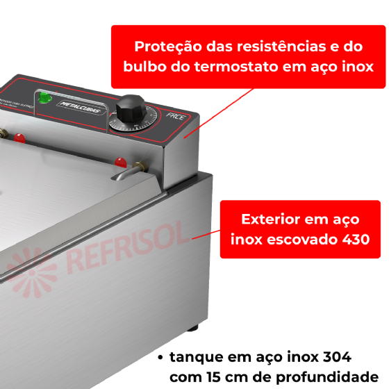 Fritadeira Elétrica 1 Cuba Óleo 05 litros FRCE 05 110v Metalcubas
