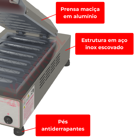 Máquina de Crepe Suiço Crepeira 6 Cavidades PRK-6 110v Progás