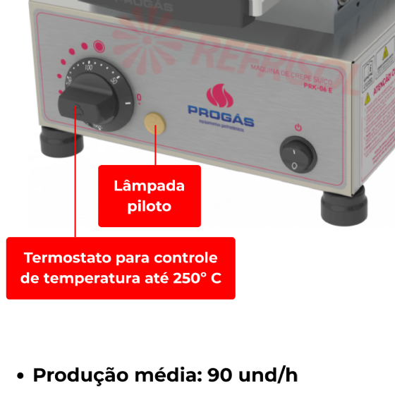 Máquina de Crepe Suiço Crepeira 6 Cavidades PRK-6 110v Progás