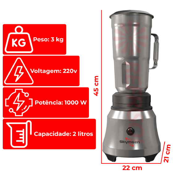Liquidificador Comercial 2 litros Alta Rotação TA 2 220v Skymsen