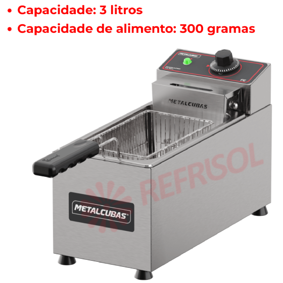 Fritadeira Elétrica 1 Cuba 3 Litros FE 1 C 110v Metalcubas