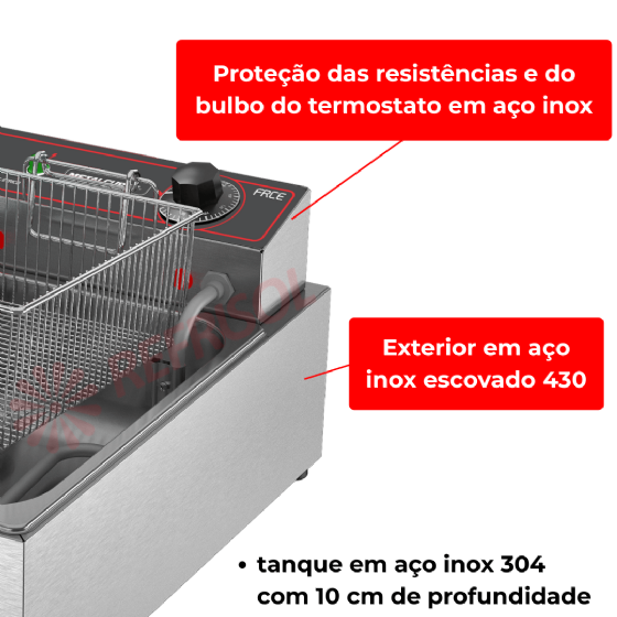 Fritadeira Elétrica 1 Cuba Óleo 03 litros FRCE 03 220v Metalcubas