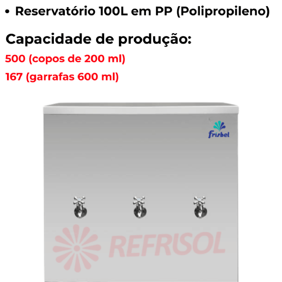 Bebedouro Industrial de Coluna 3 Geladas Inox 100 Litros 220v Frisbel