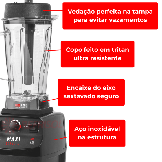 Liquidificador Maxi Blender BM2 Copo Tritan Alta Rotação 220v Skymsen
