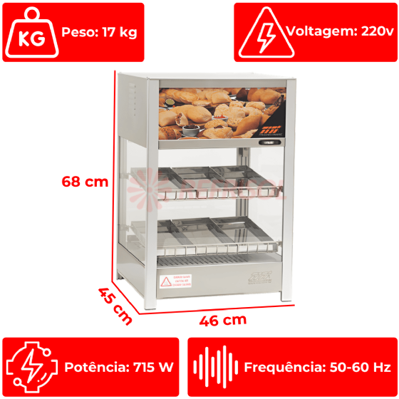 Estufa Vapor Reta Self Service 464 6 Bandejas 220v Titã