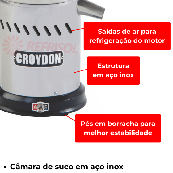 Extrator de Suco Industrial 0,25 Cv ES4EA Bivolt Croydon