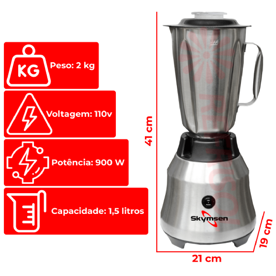 Liquidificador Comercial 1,5 Litros LI 1.5 Alta Rotação 110v Skymsen