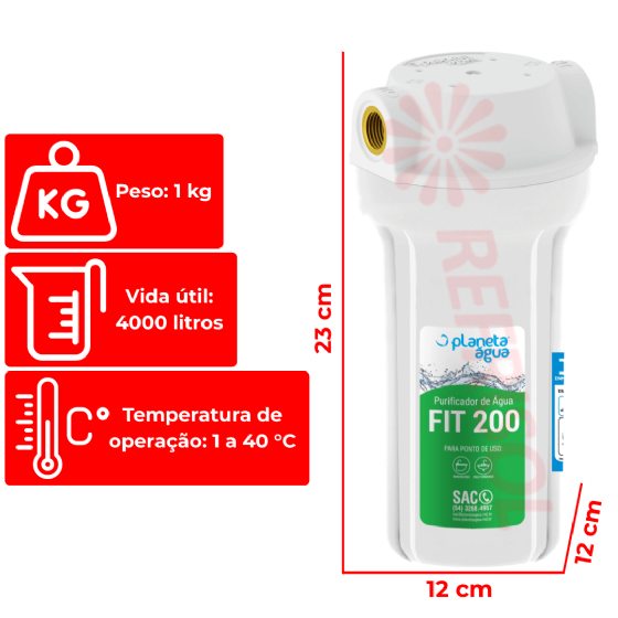 Filtro Purificador de Água FIT 200 Planeta Água