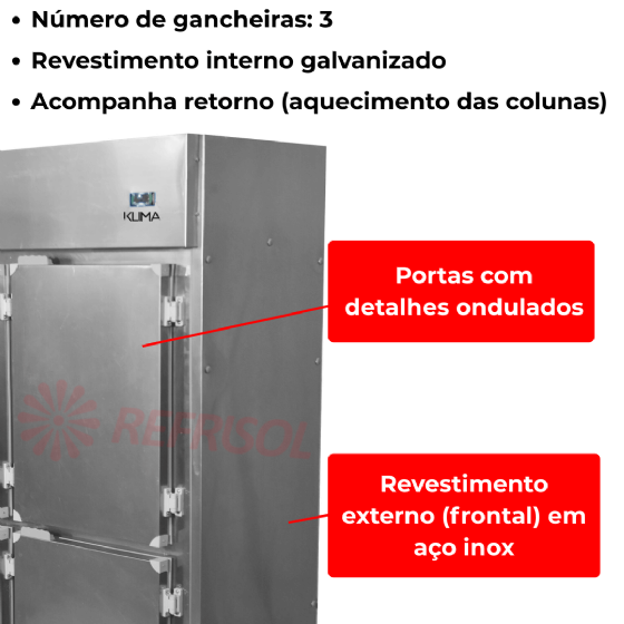 Refrigerador Vertical Industrial 6 Portas Inox Klima 220V - Alta Capacidade