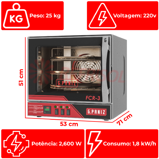Forno Convector Rotativo FCR-3 220v G Paniz