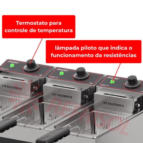 Fritadeira Elétrica industrial - 3 Cubas de 3 Litros FE 3 C 220v Metalcubas
