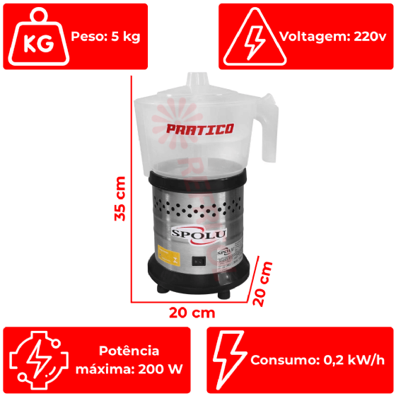 Extrator Espremedor de Suco Prático SPL 098 220v Spolu
