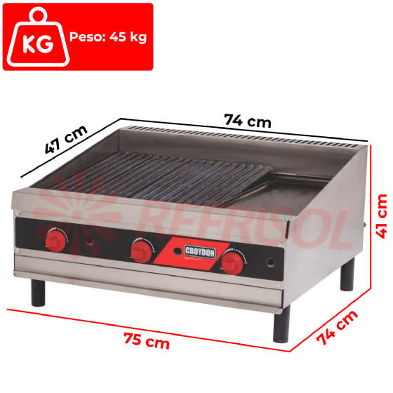 Char Broiler Profissional à Gás Natural 75 cm CCP3 Croydon
