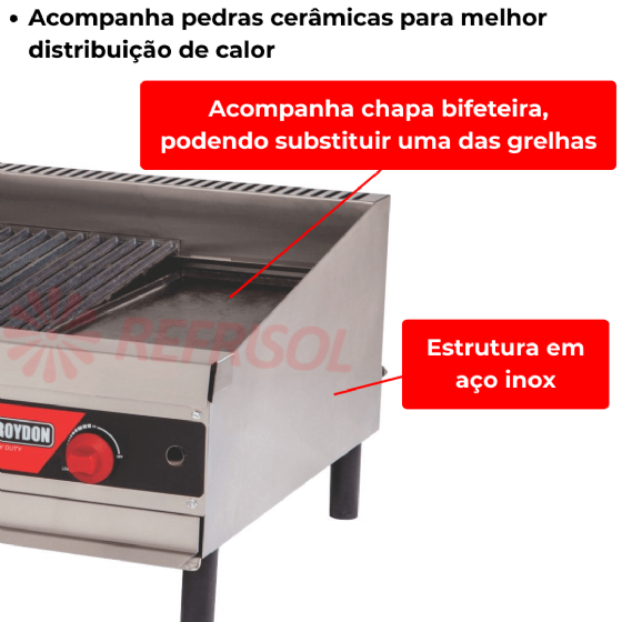 Char Broiler Profissional à Gás Natural 75 cm CCP3 Croydon