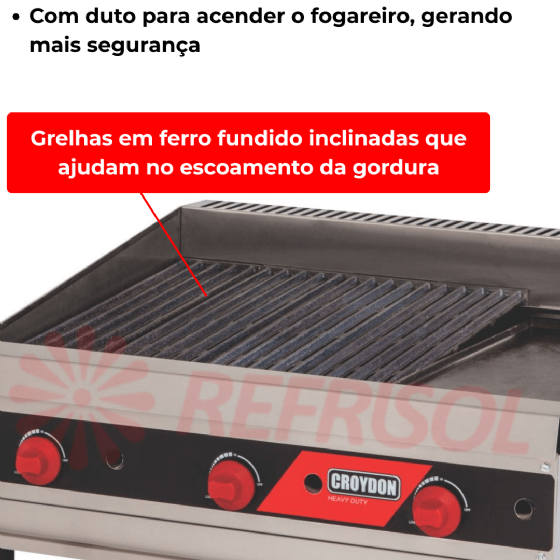 Char Broiler Profissional à Gás Natural 75 cm CCP3 Croydon