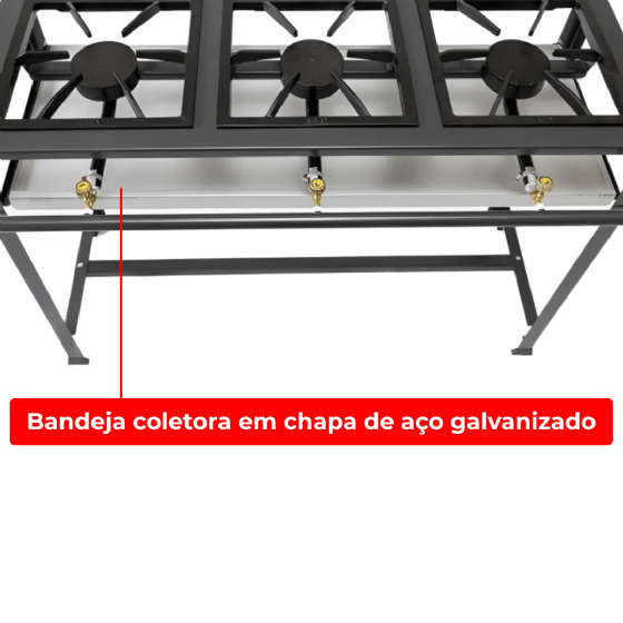 Fogão Industrial 3 Bocas Simples Alta Pressão Metal Brey