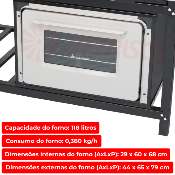 Fogão Industrial 6 Bocas Baixa Pressão Com Forno Bravo Grafite Venâncio