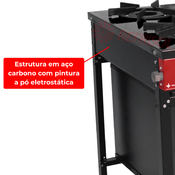 Fogão Industrial 4 Bocas Baixa Pressão Com Forno Bravo Vermelho Venâncio