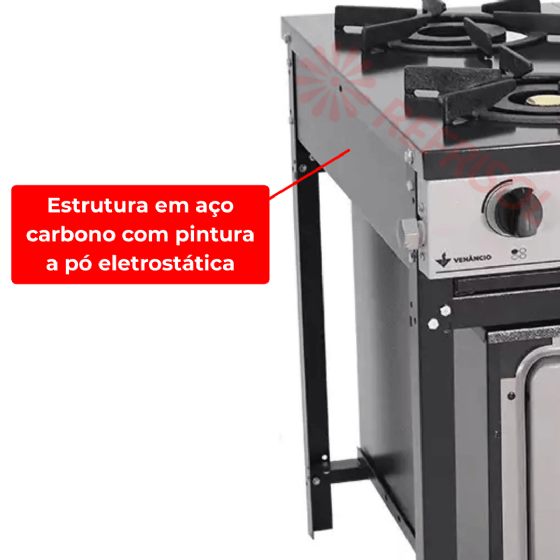 Fogão Industrial 4 Bocas Baixa Pressão Com Forno Bravo Grafite Venâncio