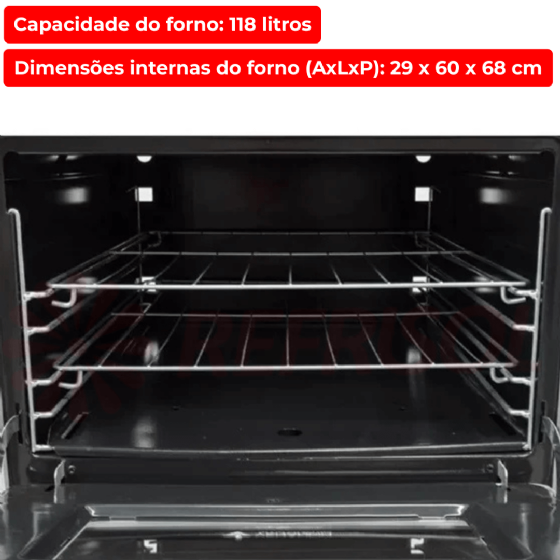 Fogão Industrial 4 Bocas Baixa Pressão Com Forno Bravo Grafite Venâncio