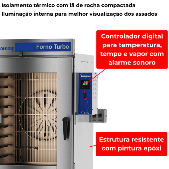 Forno Turbo 10 Esteiras Elétrico FTE 10 Epóxi 380v Trifásico Gastromaq