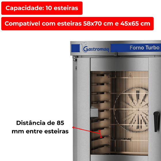 Forno Turbo 10 Esteiras Elétrico FTE 10 Epóxi 380v Trifásico Gastromaq