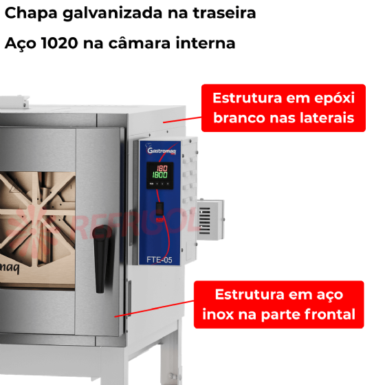 Forno Turbo 5 Esteiras Elétrico FTE 5 Epóxi Trifásico 380v Gastromaq