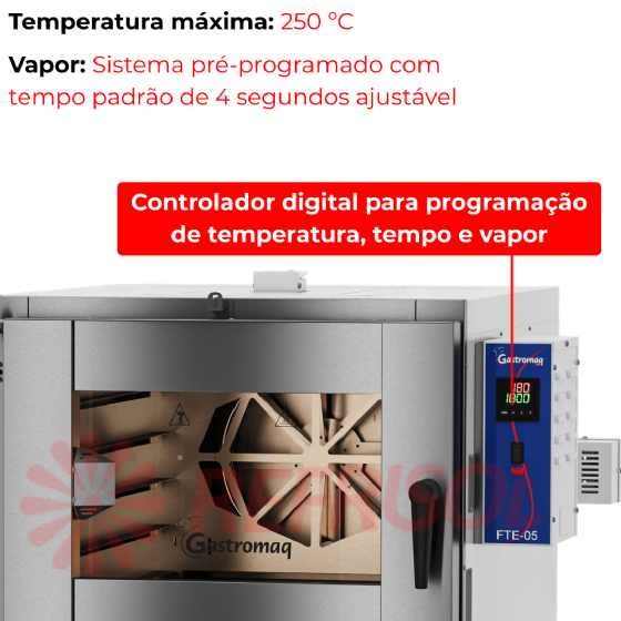 Forno Turbo 5 Esteiras Elétrico FTE 5 Epóxi Trifásico 380v Gastromaq