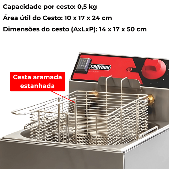 Fritadeira Elétrica 1 Cuba 4,5 Litros FC1B 220v Croydon
