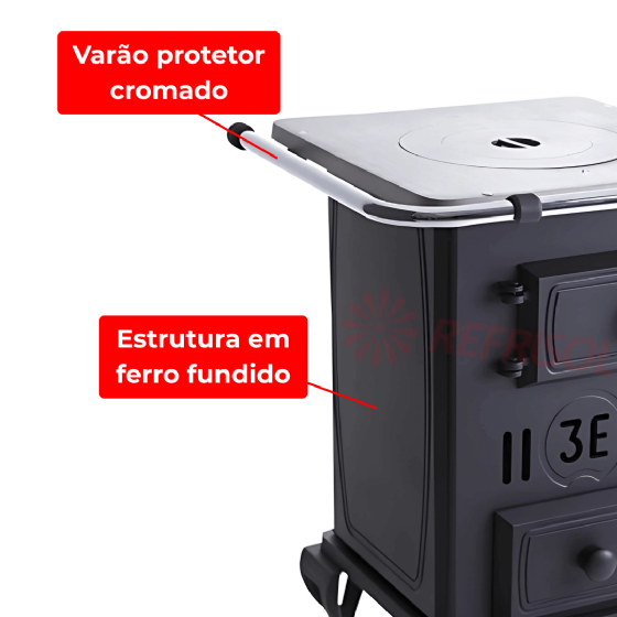 Fogão a Lenha Ferro Fundido Nº 00 Preto 3e Fogões