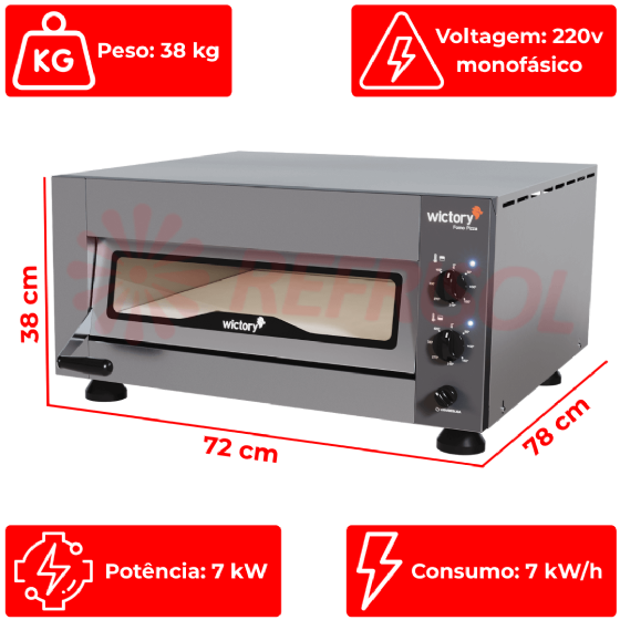 Forno para Pizza Lastro WP-50 de 0°C a 400°C 220v Wictory
