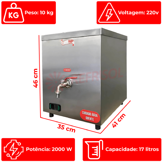 Aquecedor de Água 17 Litros WP17 Inox Escovado 220v Water Plus