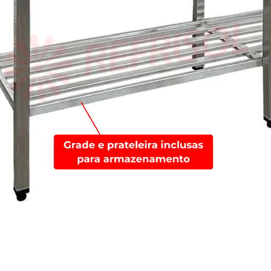 Mesa Pia Esquerda 200 x 70 com 1 Cuba 50 x 40 x 25 Total Inox 430 Imeca