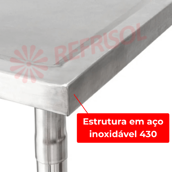 Mesa Pia 200 x 70 com 1 Cuba 50 x 40 x 25 Total Inox 430 Imeca