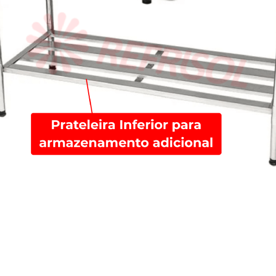 Mesa Pia 190 x 70 com 1 Cuba 50 x 40 x 25 Total Inox 430 Imeca
