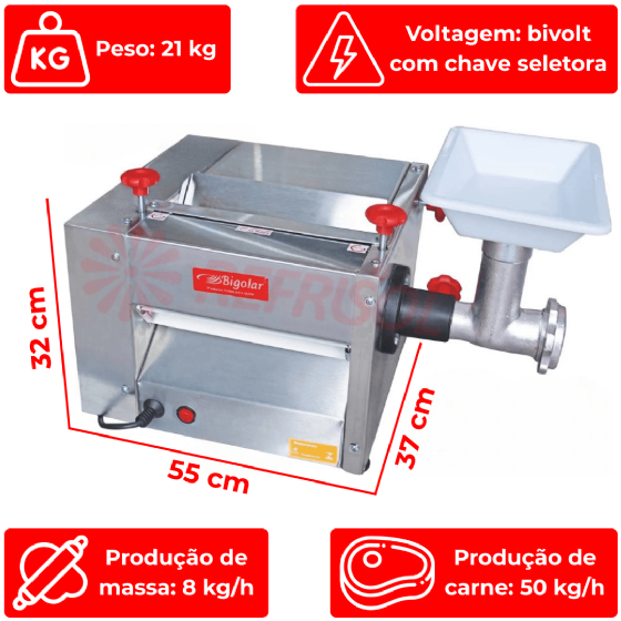 Cilindro Extrusor Moedor e Misturador Conjugados 1420 Inox Bivolt Bigolar