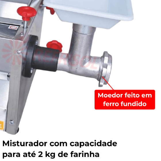 Cilindro Extrusor Moedor e Misturador Conjugados 1420 Inox Bivolt Bigolar