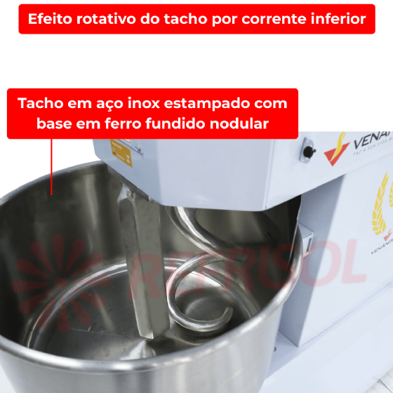 Amassadeira Espiral 2 Velocidades 25 kg VAEM 25 220v Monofásica Venâncio