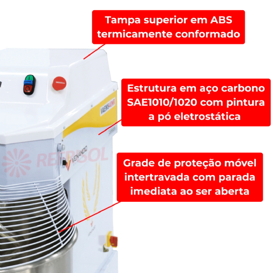 Amassadeira Espiral 2 Velocidades 25 kg VAEM 25 220v Monofásica Venâncio